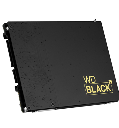 Bild: Von WD Website: WD Western Digital Black² SSD Dual Festplatte Drive mit 120GB SSD und 1TB HDD kombiniert - Front Ansicht.