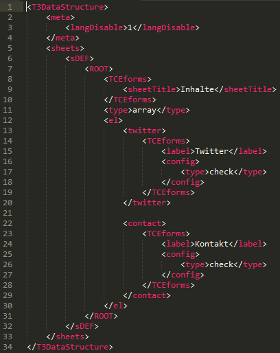 Typo3 Flexforms konfigurieren - So kann dabei eine XML-Struktur aussehen!
