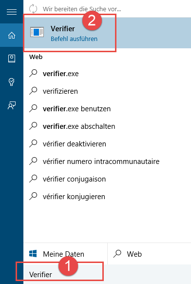 Verifier unter Windows starten