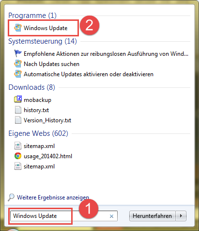 Windows 7 Updates suchen und installieren!