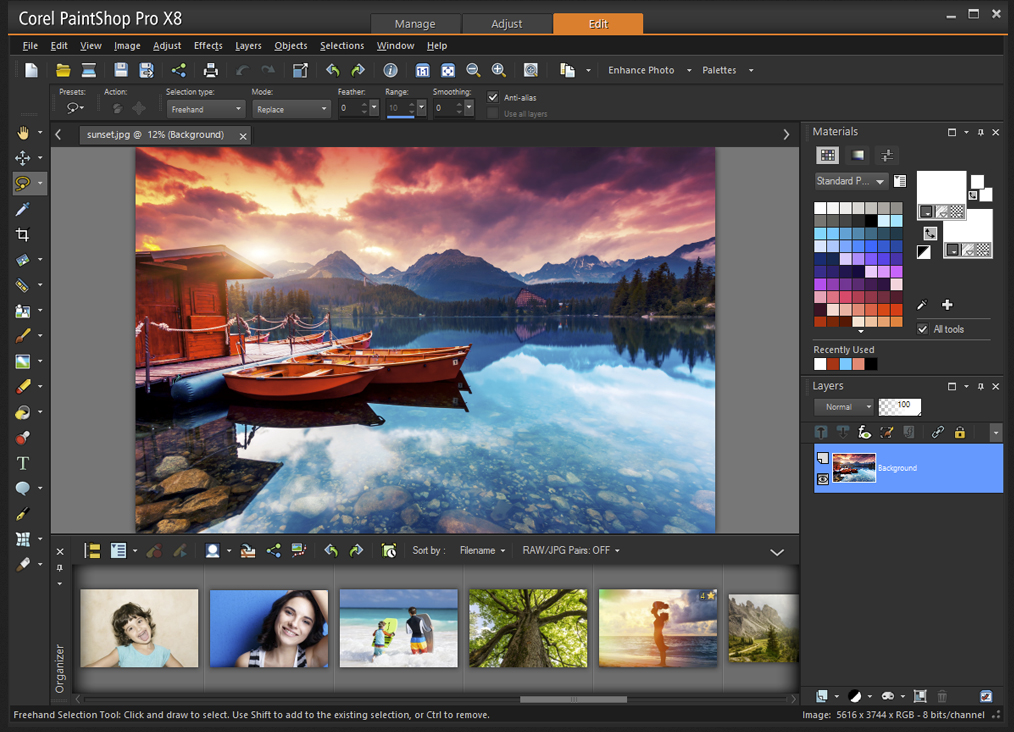 Beste Photoshop Alternative Corel PaintShop Pro, schöne Arbeitsoberfläche...