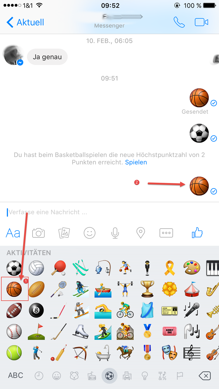 Verstecktes Basketball Spiel im Facebook Messenger