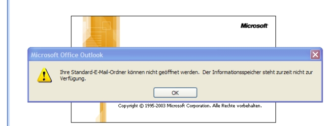 Ihre Standard-E-Mail-Ordner können nicht geöffnet werden. Der Informationsspeicher steht zurzeit nicht zur Verfügung - So eine bekannte Fehlermeldung von Microsoft Outlook.