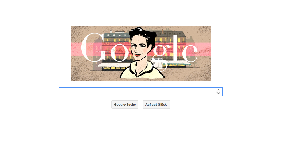 Ein schöner Google Doodle zum 106. Geburtstag von Simone de Beauvoir am 09. Januar 2014