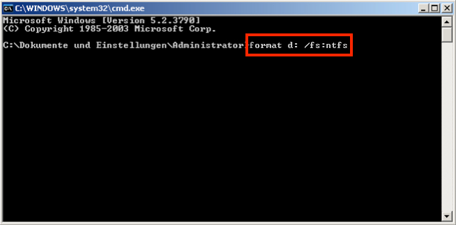 Festplatte formatieren NTFS mit CMD-Befehl, vor allem wichtig wenn die Platte in FAT oder exFAT formatiert ist und sie sich nicht über normale Wege in NTFS formatieren lassen will