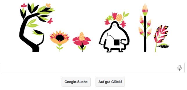 Google Doodle zum Äquinoktium. Hier sind die Blumen ausgewachsen und stellen das Google-Logo dar.