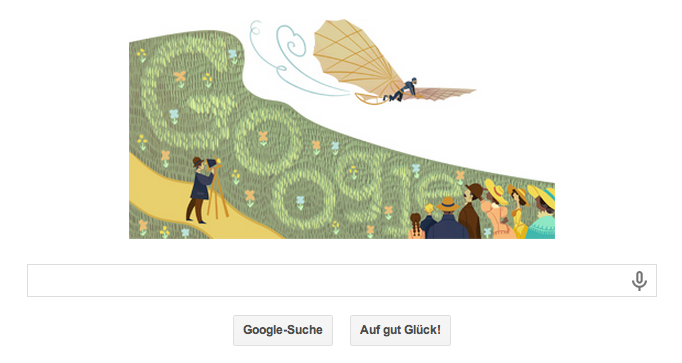 Google Doodle Otto Lilienthal - Der Herr der Lüfte Otto Lilienthal wird 166 Jahre alt