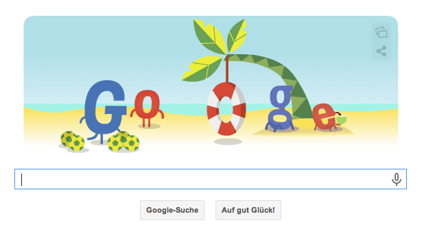 Google Doodle zur WM 2014 vom 30.06.2014 morgens. Heute Abend findet das Achtelfinalspiel Deutschland gegen Algerien statt