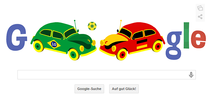 WM 2014 Google Doodle vom 08.07.2014 für das Halbfinalspiel Brasilien gegen Deutschland um 22 Uhr
