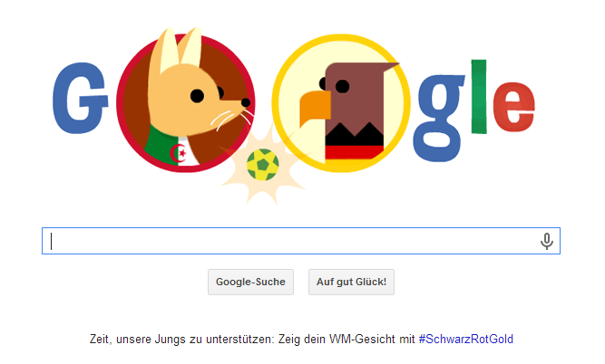 WM 2014 Google Doodle zum Achtelfinalspiel Deutschland gegen Algerien (Stichwort Schande von Gijon)