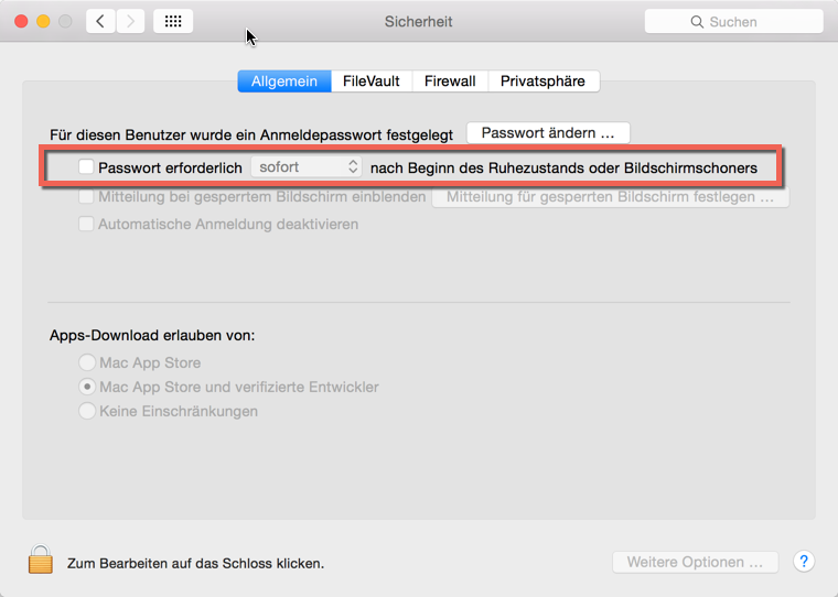 Automatische Abmeldung OS X deaktivieren - Wen das Anmeldepasswort beim Bildschirmschoner nervt kann es hier deaktivieren