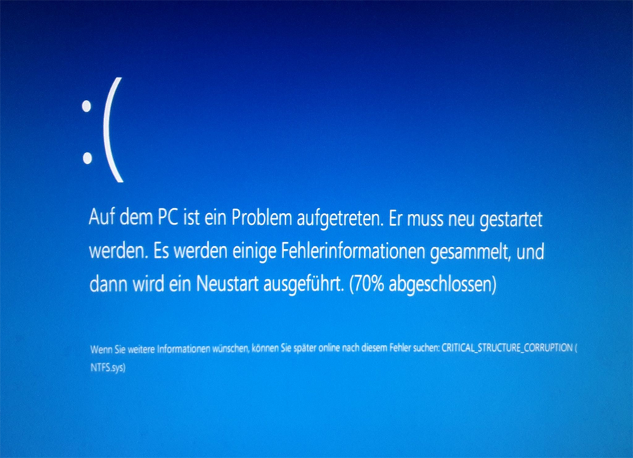 Windows Bluescreen critical_structure_corruption Windows 10 Upgrade