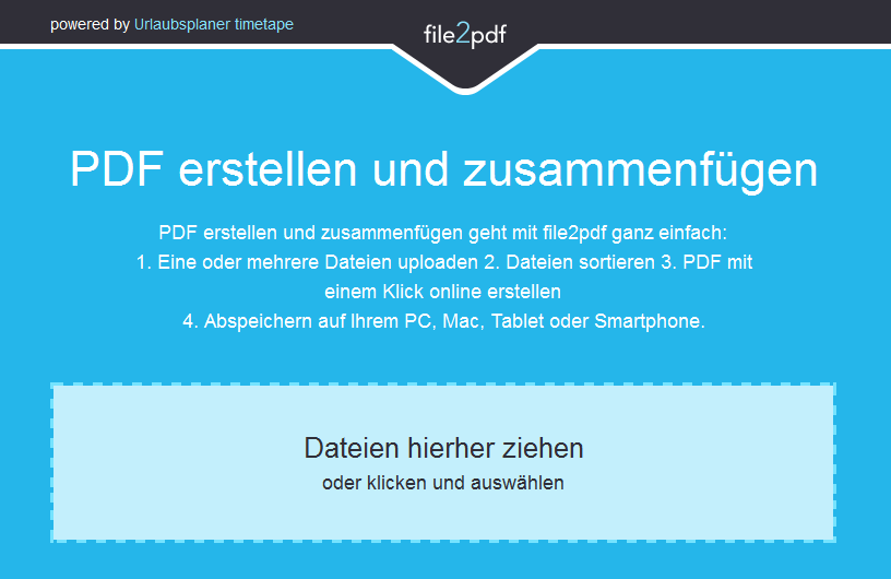 PDF zuammenfügen kostenlos mit Simon Walthers Tool file2pdf!