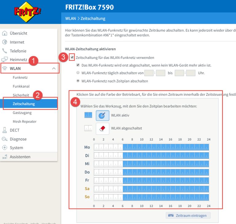 Fritz!Box WLAN Zeitschaltung einstellen » blogperle